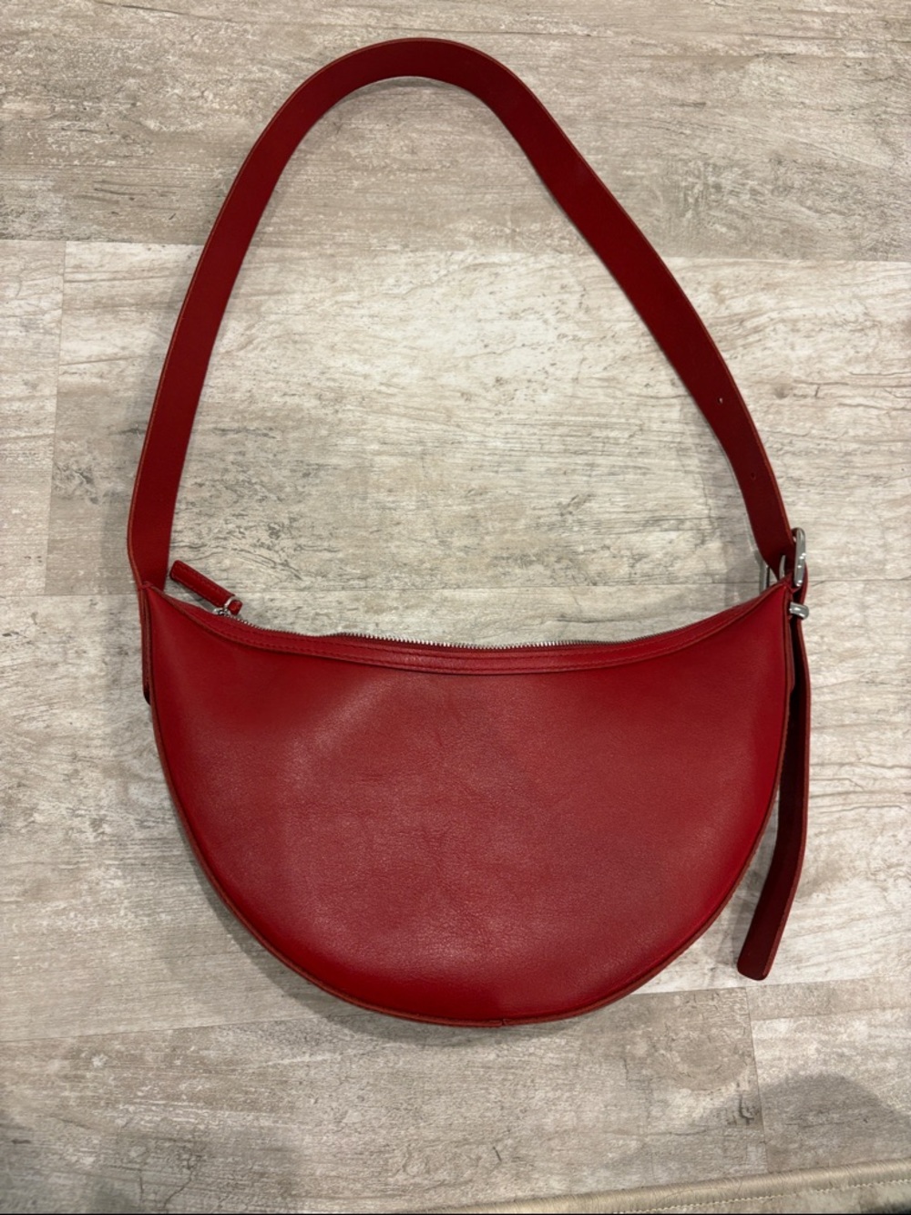 Madewell red leather essential crossbody bag